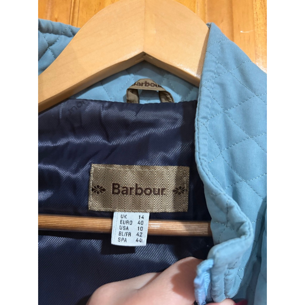 Barbour Quilted Vest Blue Diamond Quilt Zip Pockets Women’s US 10 UK 14 - Picture 3 of 11